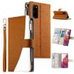Samsung Galaxy S20 Brown Leather Wallet Case with Strap & Card Slots - 1