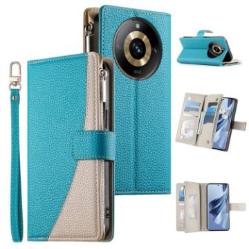 Realme 11 Pro/11 Pro+ Blue Leather Wallet Phone Case with Strap - 1