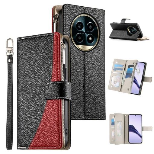 Realme 13 Pro/Pro+ Black Leather Wallet Case with Strap & Card Slots - 1
