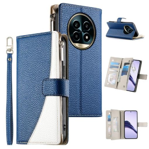 Realme 13 Pro/Pro+ Dark Blue Leather Wallet Case with Strap - 1
