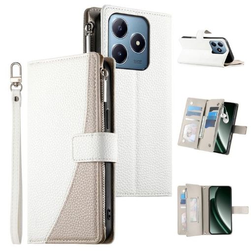 Realme C63/C61 4G Wallet Leather Phone Case with Strap - White - 1