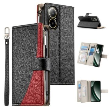 Realme C67/12 Lite Global Leather Wallet Phone Case with Strap (Black) - 1