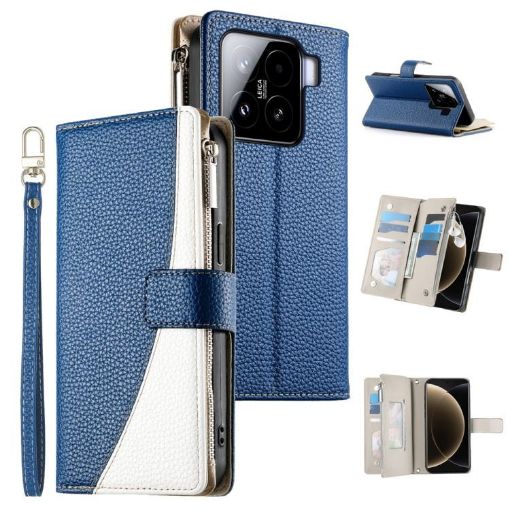 Xiaomi 15 Multi-card Zipper Wallet Leather Phone Case with Strap, Blue - 1