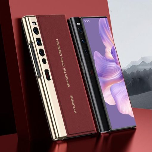 Huawei Mate Xs 2 Red Leather Flip Case - GKK Electroplated Folding Cover - 1