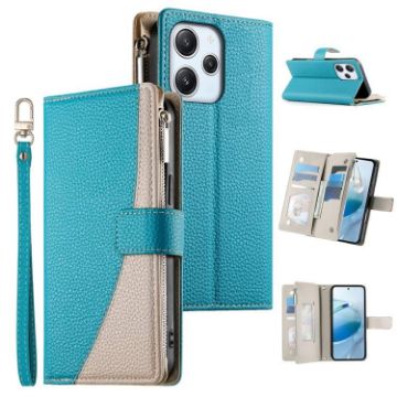 Redmi 12/Note 12R Wallet Leather Phone Case with Strap - Blue - 1