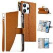 Redmi 12/Note 12R Leather Wallet Phone Case with Strap - Brown - 1