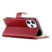 Redmi 12/Note 12R Leather Wallet Phone Case with Strap - Red - 5