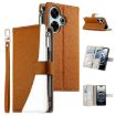 Redmi 13/5G, Poco M6 4G Leather Wallet Phone Case with Strap (Brown) - 1