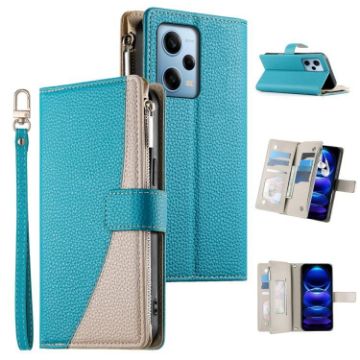Redmi Note 12 Pro 5G Blue Leather Wallet Case with Strap & Card Slots - 1