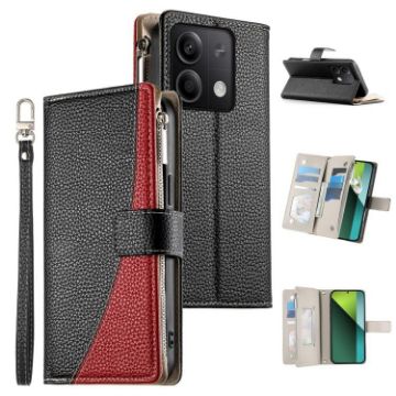 Redmi Note 13 5G Black Leather Wallet Case with Strap & Multi-card Slots - 1
