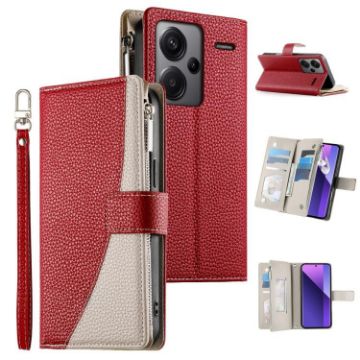 Redmi Note 13 Pro+ Global Leather Wallet Case with Strap (Red) - 1