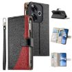Redmi Turbo 3/Poco F6 Black Leather Wallet Phone Case with Strap - 1