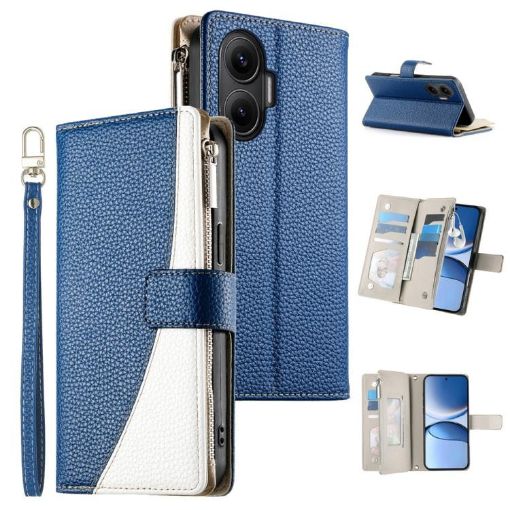 Redmi Turbo 4 Pro/Poco F7 Leather Wallet Case with Strap - Dark Blue - 1