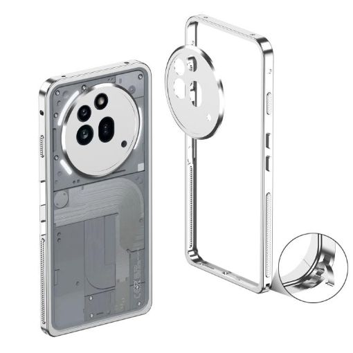 Nothing Phone 3a Pro Metal Frame Case with Camera Guard (Silver) - 1