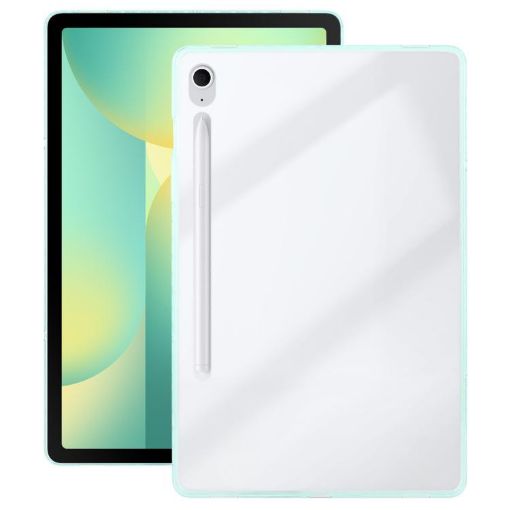 Samsung Galaxy Tab S9/S10 FE Green TPU Clear Acrylic Tablet Case - 1