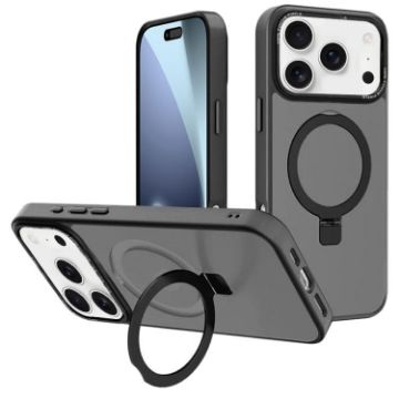 iPhone 17 Pro Kalebol Metal Lens Frame MagSafe Frosted Case Black - 1