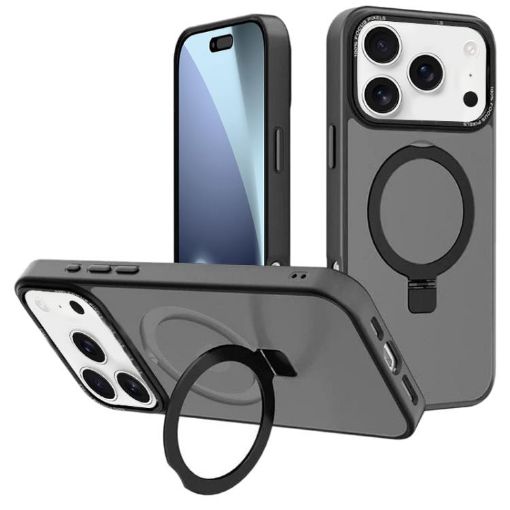 iPhone 17 Pro Kalebol Metal Lens Frame MagSafe Frosted Case Black - 1