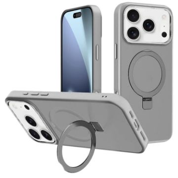 iPhone 17 Pro Kalebol Metal Lens Frame MagSafe Frosted Case Grey - 1