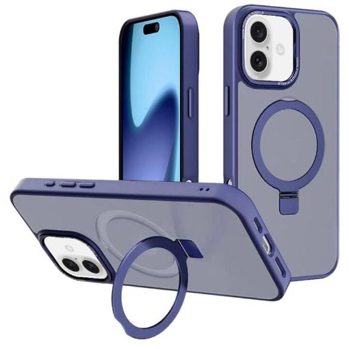 iPhone 17 Kalebol Metal Lens Frame MagSafe Case Navy Blue - 1