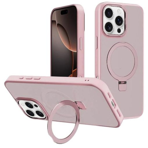 iPhone 16 Pro Max Pink Metal Lens Frame MagSafe Holder Case - 1