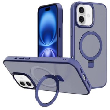 iPhone 16 Plus Navy Blue Metal Lens Frame MagSafe Holder Case - 1