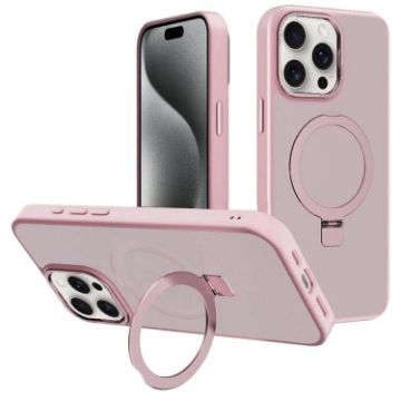 iPhone 15 Pro Max Pink Metal Lens Frame MagSafe Holder Case - 1