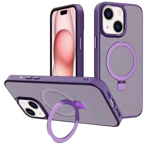 iPhone 15 Plus Dark Purple Metal Lens Frame MagSafe Case by Kalebol - 1