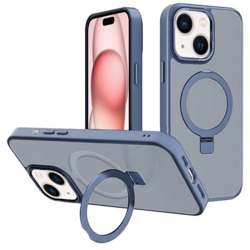 iPhone 15 Kalebol Metal Lens Frame MagSafe Case - Sierra Blue - 1