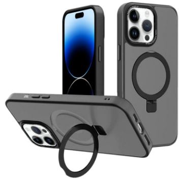 iPhone 14 Pro Max Kalebol Metal Lens Frame MagSafe Case (Black) - 1