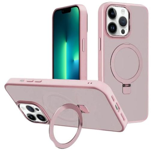 iPhone 13 Pro Max Pink Metal Lens Frame MagSafe Holder Case - 1