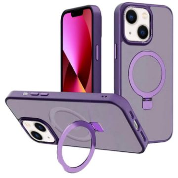iPhone 13 Dark Purple Metal Lens Frame MagSafe Holder Frosted Case - 1