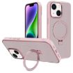 iPhone 14 Plus Pink Metal Lens Frame MagSafe Holder Frosted Case - 1