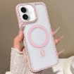 iPhone 16 Plus Pink Rhinestone Frame MagSafe Case with Large Lens Hole - 1