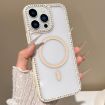 iPhone 13 Pro Max Rhinestone Frame MagSafe Case Beige Large Lens Hole - 1