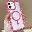 iPhone 12 MagSafe Case Rose Gold Rhinestone Frame Large Lens Hole - 1
