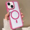 iPhone 15 Plus Rose Gold Rhinestone MagSafe Case with Large Lens Hole - 1