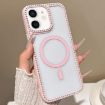 iPhone 11 Pink Rhinestone Frame MagSafe Case with Large Lens Hole - 1