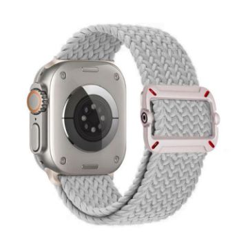 Apple Watch Band 46/49/45/44mm Double Loop Nylon Braid Pearl White - 1