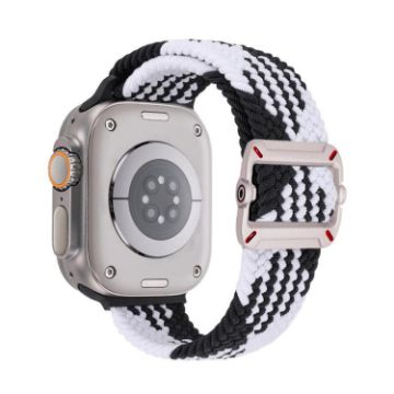 Apple Watch Band 42/41/40/38mm Double Loop Nylon Braid (Z Black White) - 1