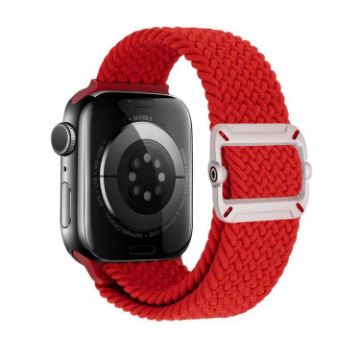 Apple Watch Band 42/41/40/38mm Red Nylon Braid Double Loop Buckle - 1