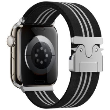 Braided Nylon Watch Band for Apple Watch 42-49mm, Black White - 1