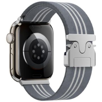 Apple Watch 38/40/41/S10 42mm Grey White Nylon Braided Band - 1