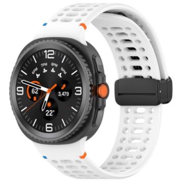 Samsung Galaxy Watch 8/8 Classic Magnetic Black Buckle Silicone Band White - 1