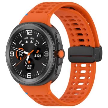 Samsung Galaxy Watch 8/8 Classic Magnetic Black Buckle Silicone Band Orange - 1