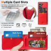 Samsung Galaxy Z Fold5 Red Leather Case with Card Holder & Tempered Film - 6