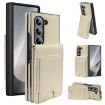 Samsung Galaxy Z Fold5 Beige Leather Case with Card Holder & Film - 1