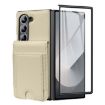 Samsung Galaxy Z Fold5 Beige Leather Case with Card Holder & Film - 2