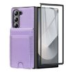 Samsung Galaxy Z Fold5 Light Purple Leather Case with Card Holder & Film - 2