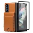 Samsung Galaxy Z Fold4 Leather Case with Card Holder & Tempered Film - Brown - 2