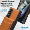 Samsung Galaxy Z Fold4 Leather Case with Card Holder & Tempered Film - Brown - 5